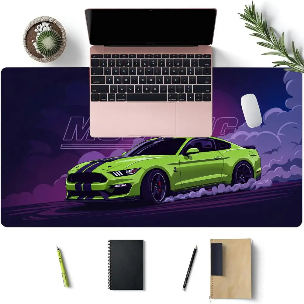 Alas Mouse Mobil Sport Bergaya, Alas Meja Komputer Kantor Besar untuk Game, Alas Keyboard Gaming Anti-selip Karet XXL, Alas Meja Panjang