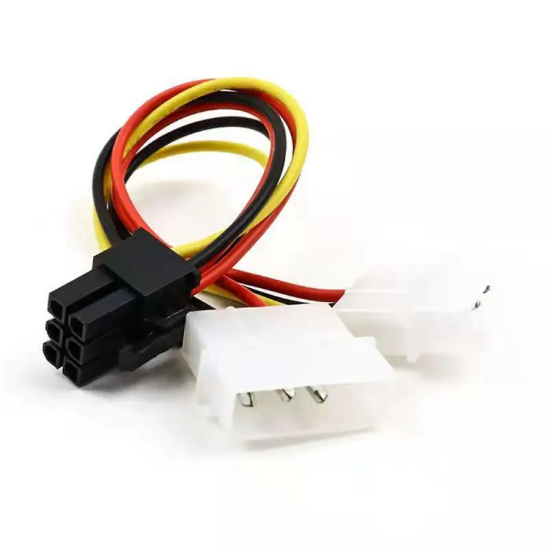 Dual ATX IDE Molex Power 4 To 6-Pin PCI Express PCIe Video Card Adapter Cable Dual ATX Molex Power To PCI Express Data