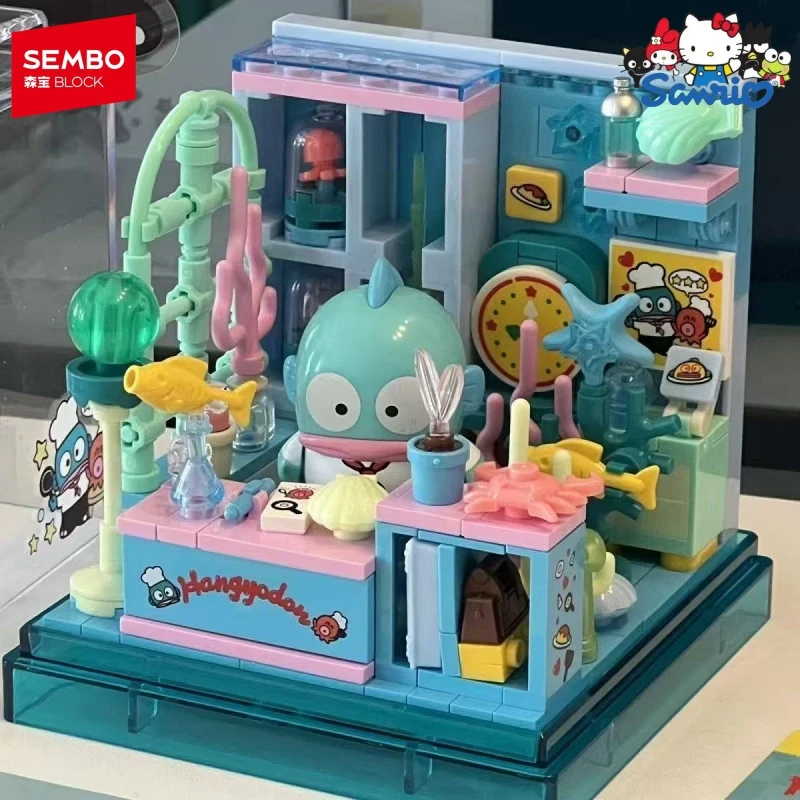 헬로 키티 블록 산리오 귀여운 작은 가게 쿠로미 장난감 컬렉션 모델 데스크탑 카와이 장식품 어린이 휴일 선물