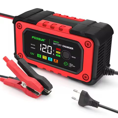 12V/7A Intelligent Car Battery Charger Car and Motorcycle Battery Charging Smart Battery Charger Unit Lead-Acid AGM LifePo4