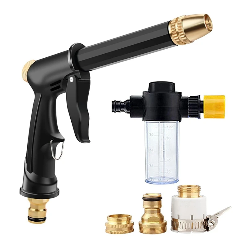 

Portable Car Washing High Pressure Water Spray Tool, Garden Hose Nozzle With Foam Pot And Three Connectors