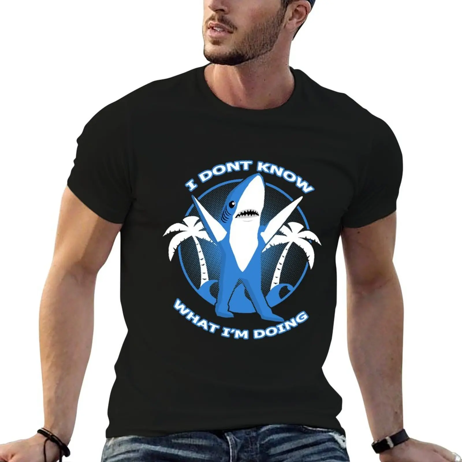 

left dancing shark T-Shirt cotton tshirt 100% funny t shirts man T-Shirt