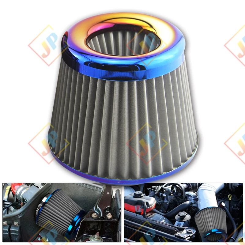 12CM 3-INCH High Flow Air Intake Filter UNIVERSAL Intake Kit Burnt Blue Car Accessories