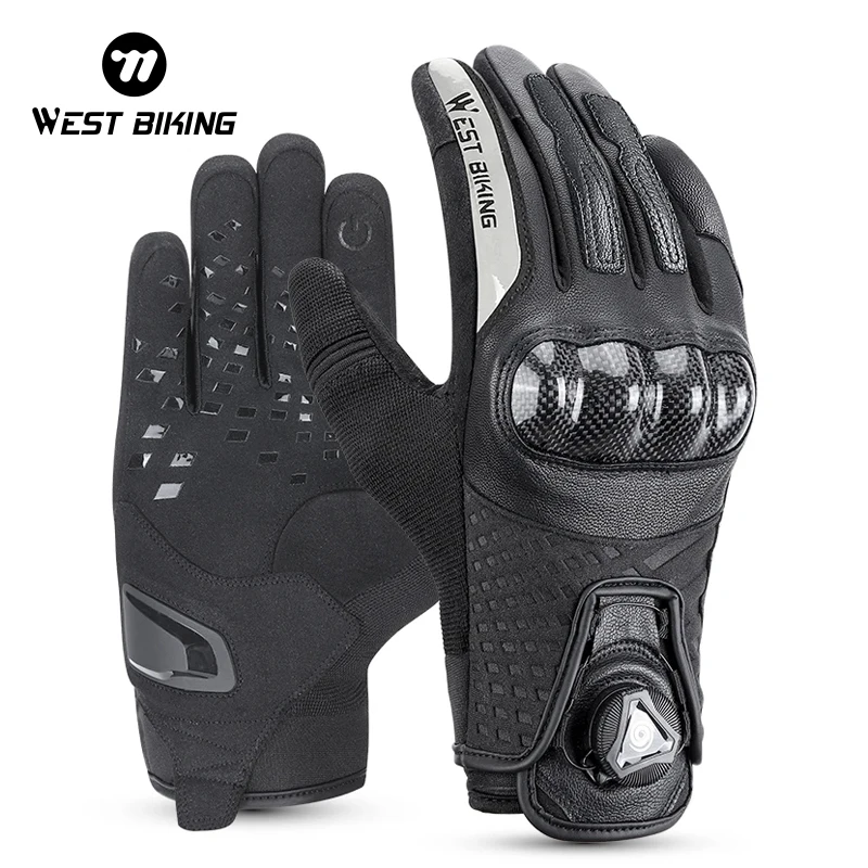 WEST BIKING Motorcycle Gloves Racing Genuine Leather Motorbike Road Racing Team Glove Full Finger Touch Screen Tactical Gloves