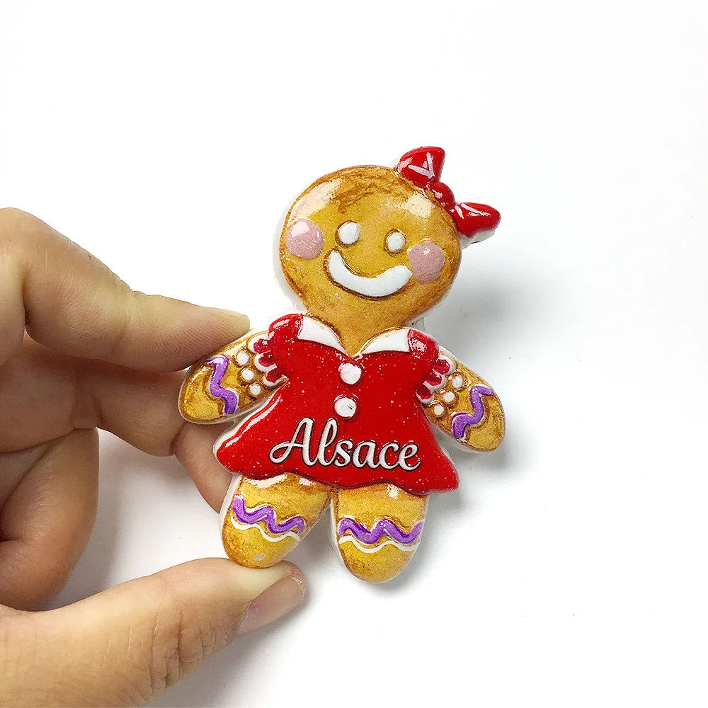 

3D Resin Alsace Gingerbread Girl Fridge Magnet | Cute Home Decor with French Regional Charm | Kitchen Decor