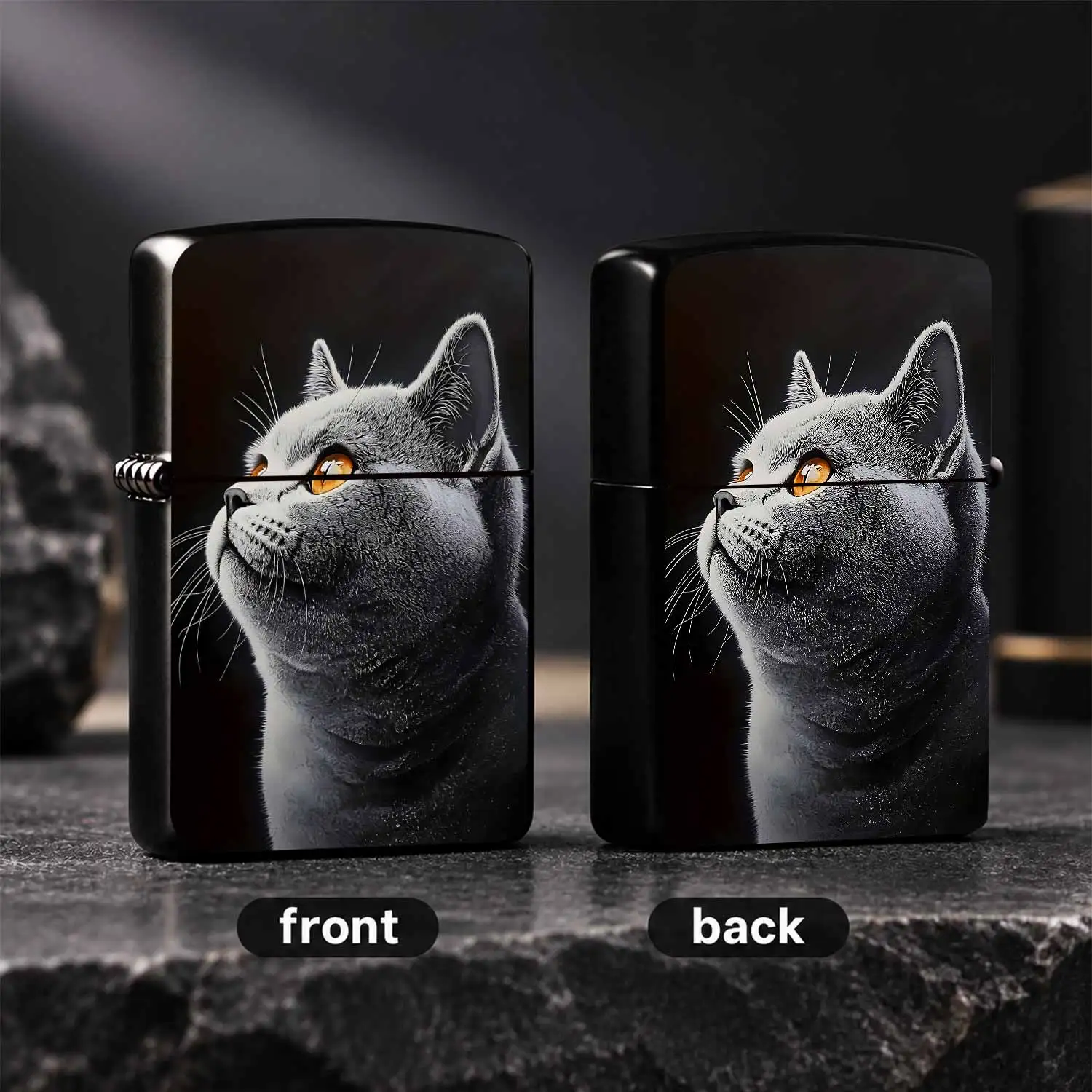 Exquisite Creative Lighter Adorned With British Shorthair Blue Cat Pattern, Delicate Pet Image Fits All Daily Scenarios, Stylish Practical Nice Gift For Cat Lovers, Shows Your Unique Good Taste A Humorou And Interesting Lighter