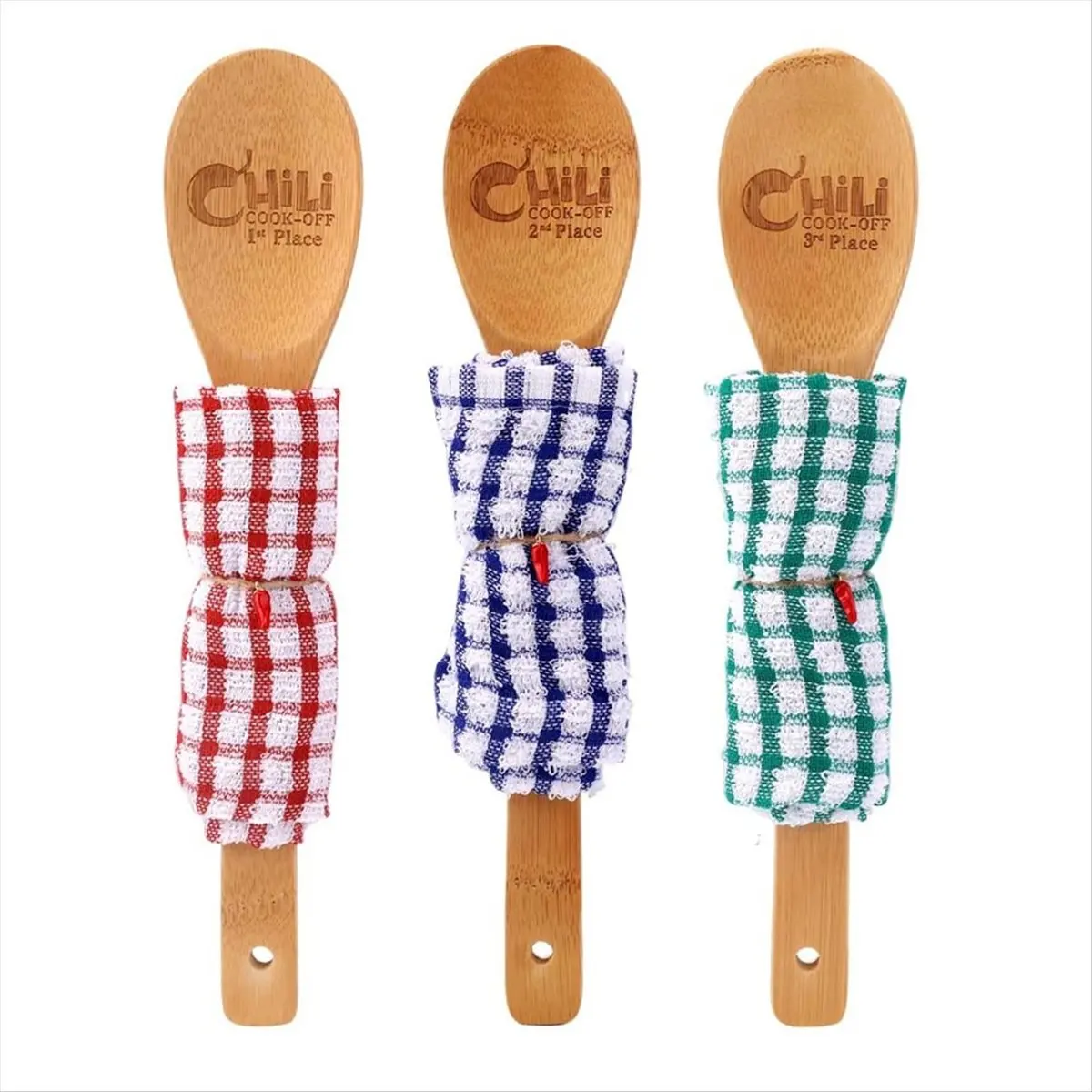 2026 Trend 3pcs Chili Cook Off Prizes, 1st 2nd 3rd Place Wooden Spoon Award Cooking Trophy Set Chili Cookoff Decorations