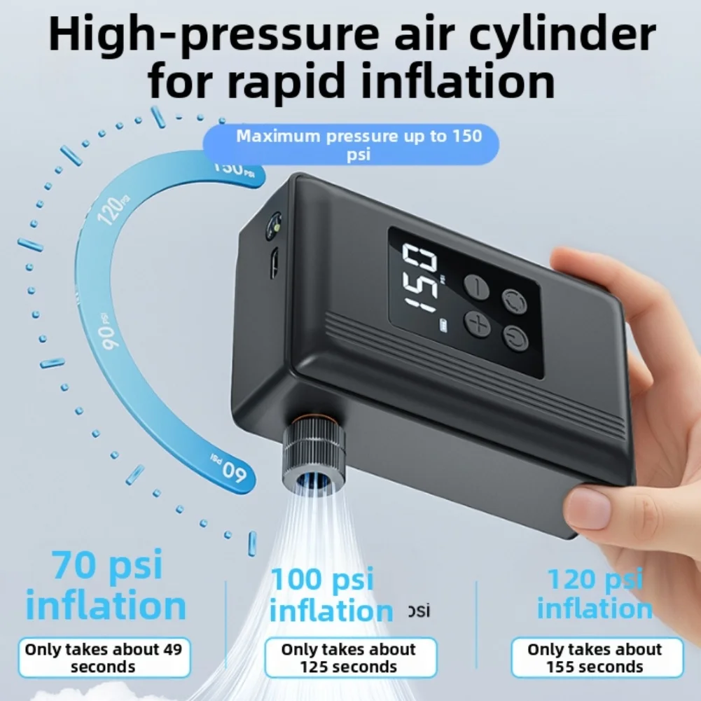

Electric Bike Pump Portable High Pressure Inflator with Digital Display Suitable for Road Bike Motorcycle and Car Tires