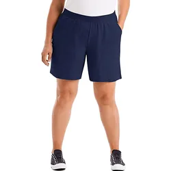 plus size Women's Soft Yoga Trousers Plus Cotton Knit Pull-on Elastic Shorts Running