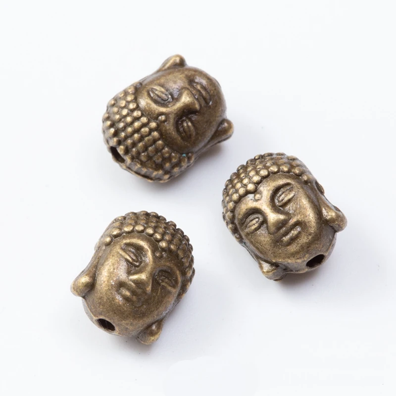 New 10pcs/lot 10MM Antique Patina Zinc Alloy Buddha Head Charms Beads Fit for Bracelet Necklace Crafts Making DIY Accessaries