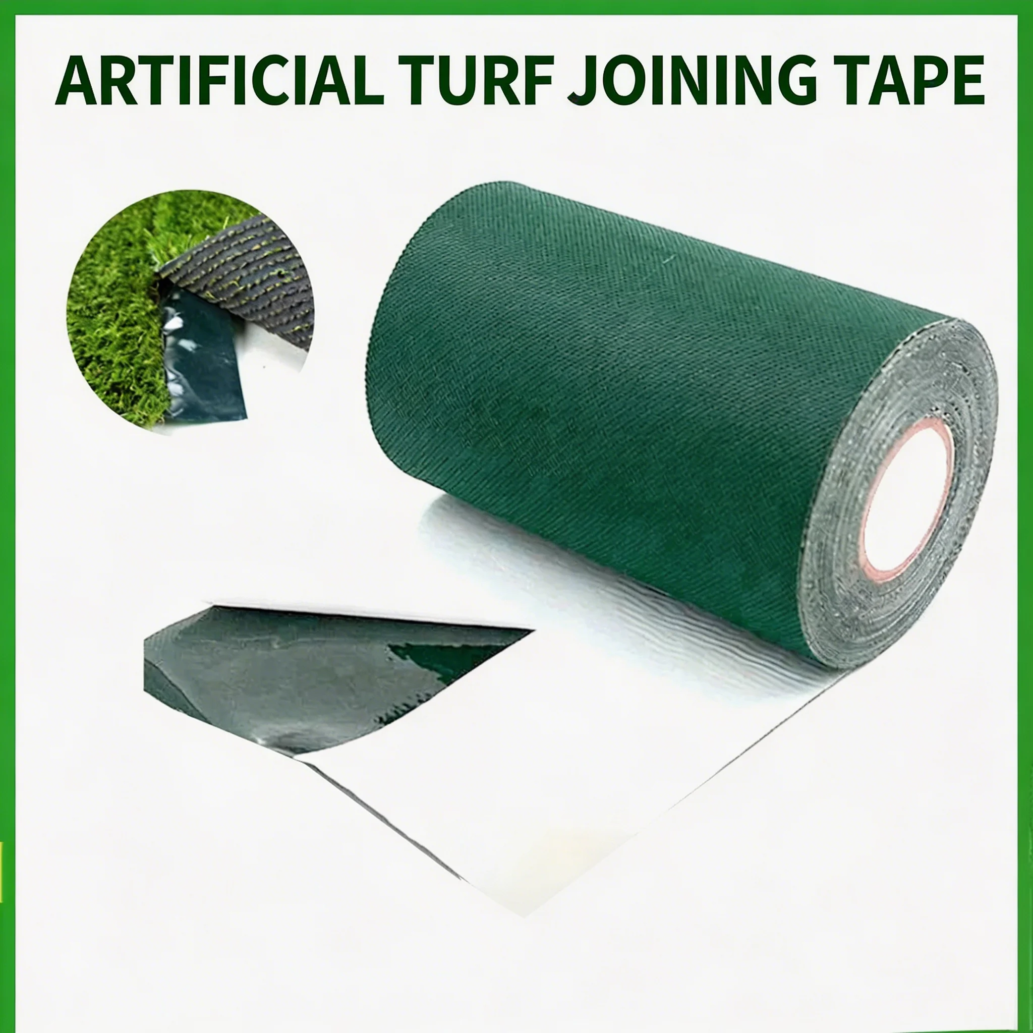 Self-Adhesive Artificial Turf Seaming Tape, Green Non-Woven Fabric Grass Joining Tape, Waterproof UV Resistant Lawn Seam Fix Tap