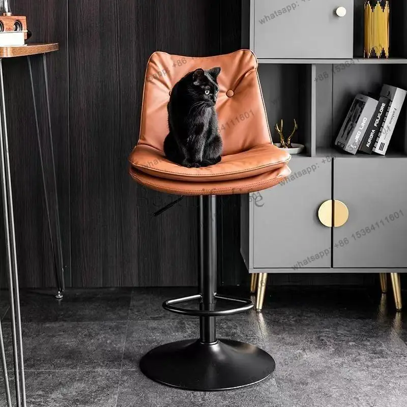 

modern nordic home bar chair with backrest counter luxury High stool kitchen Swivel Interior ergonomic chair Dining rotation