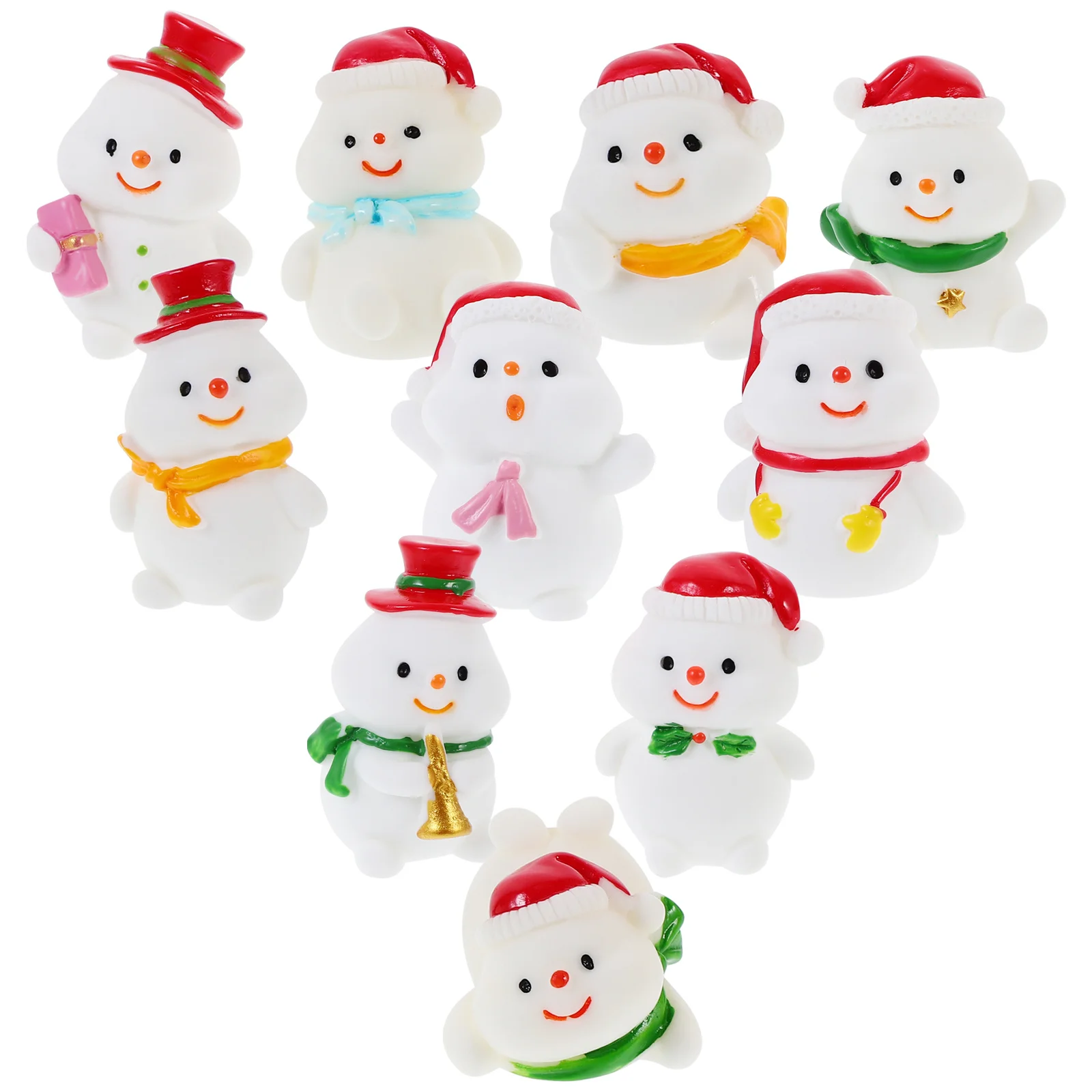 

10Pcs Tiny Snowman Figures Adorable Mini Christmas Decor for Bedroom Living Room Office Desktop Holiday Season Party Setup