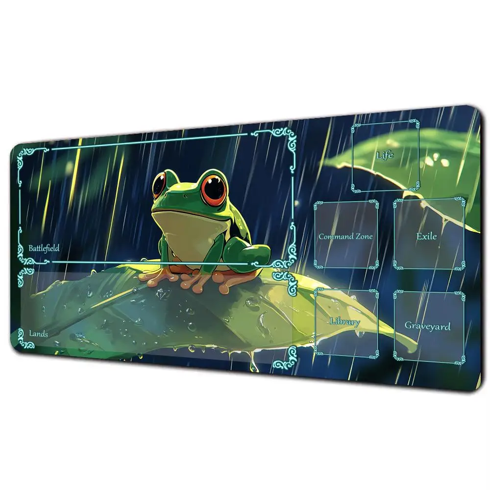 بساط لعب البطاقة السحرية مع موضوع الضفدع شجرة كاواي MTG Playmat جمع الألعاب حصيرة مكتب حصيرة قائد معركة Playmat