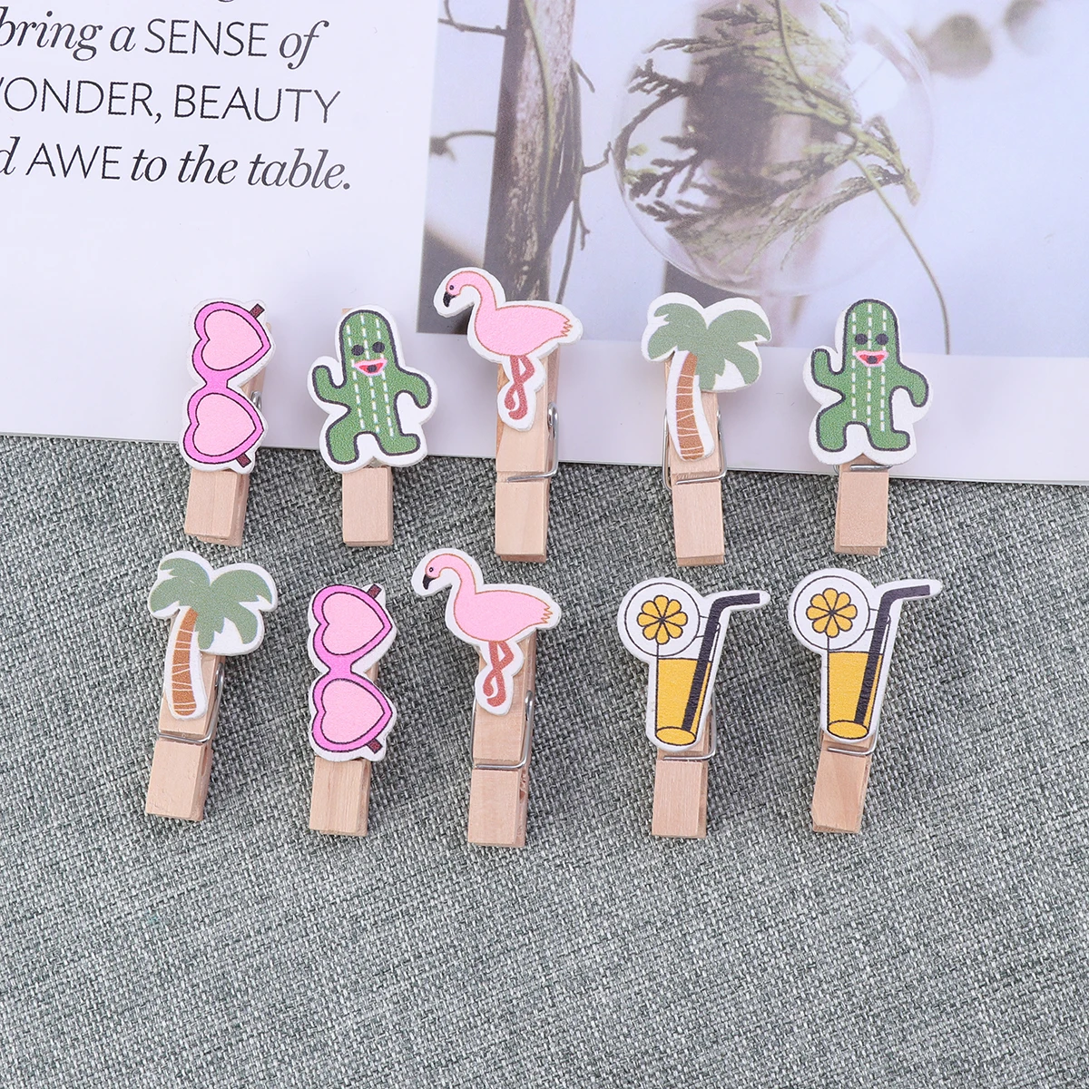 

10Pcs Wooden Photo Clips Heavy Duty Mini Clothespins for Christmas Tree Gifts Photos Hanging Wooden Photo Clips