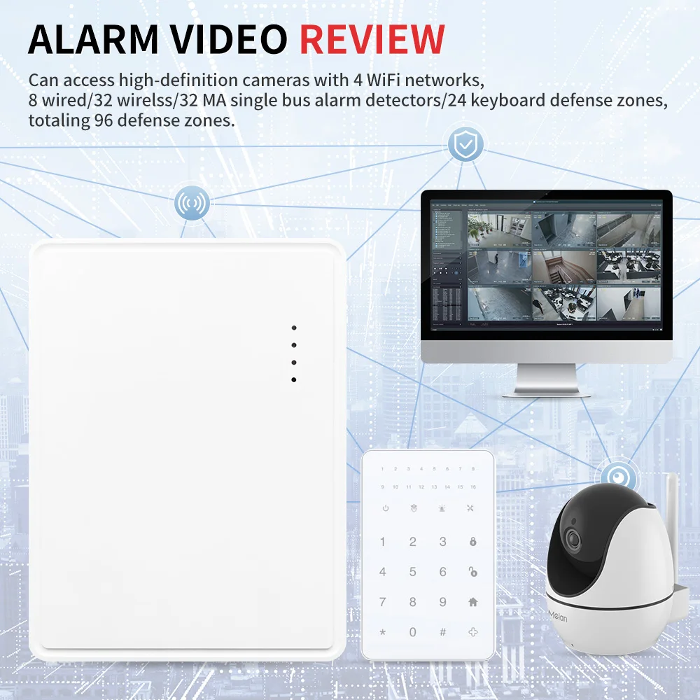Meian WIFI/4G Alarm System For Home Burglar Security 433MHz/868MHz GSM Alarm Video Host APP Control