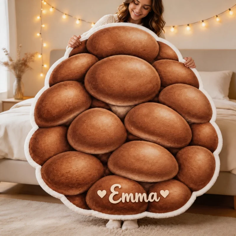Custom Shaped Throw Blanket Personalized Name Funny Bread Theme Home Decorate Sofa Accent LivingRoom Sofa Throw Covers Cute Gift