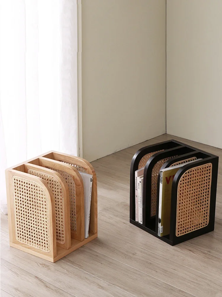 Rattan Magazine Rack Ins Home Black Storage Rack Japanese Style Small Apartment Rattan Small Bookshelf