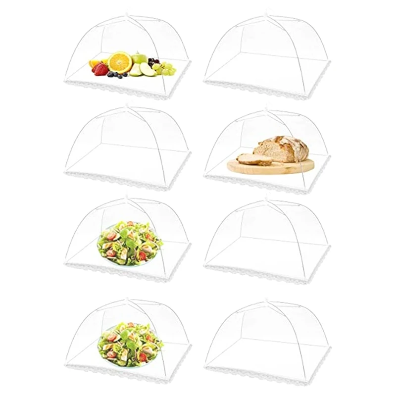 8Pcs 17 Inch -Up Outside Picnic Mesh Food Covers For Outdoors&Camp Net Keep Out Flies Mosquitoes Reusable&Collapsible