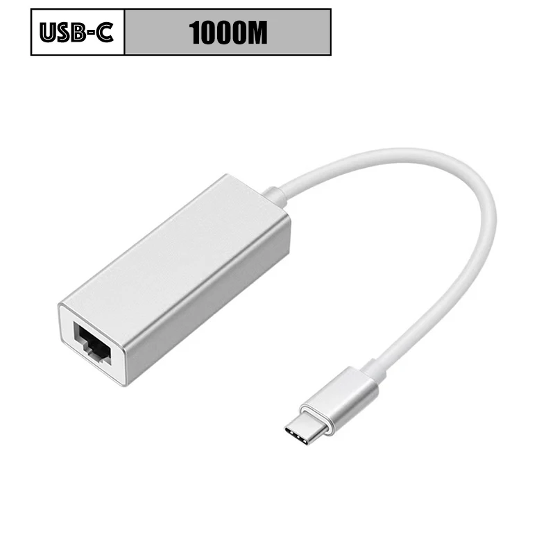 100/1000Mbps USB C External Ethernet Adapter Network Card Type C To RJ45 LAN Wired Internet Cable For MacBook PC Windows 7 8 10