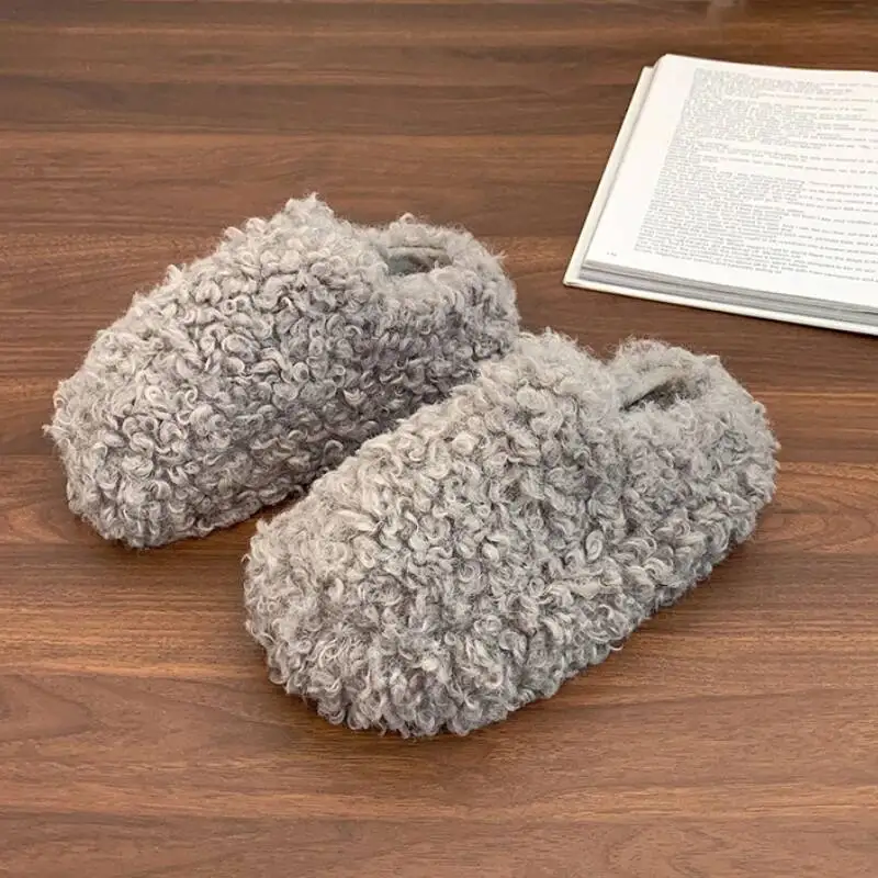 

Fur Women Slippers Flats Platform Mules Shoes Casual Sport Sandals Fashion Winter New Woman Flip Flops Slingback Slides