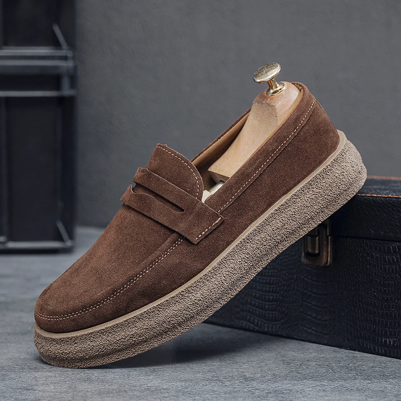Modische Plateau-Herrenschuhe Bequeme Herren-Freizeitschuhe Leichte Slip-On Wanderschuhe Atmungsaktive Flache Schuhe Fahrschuhe