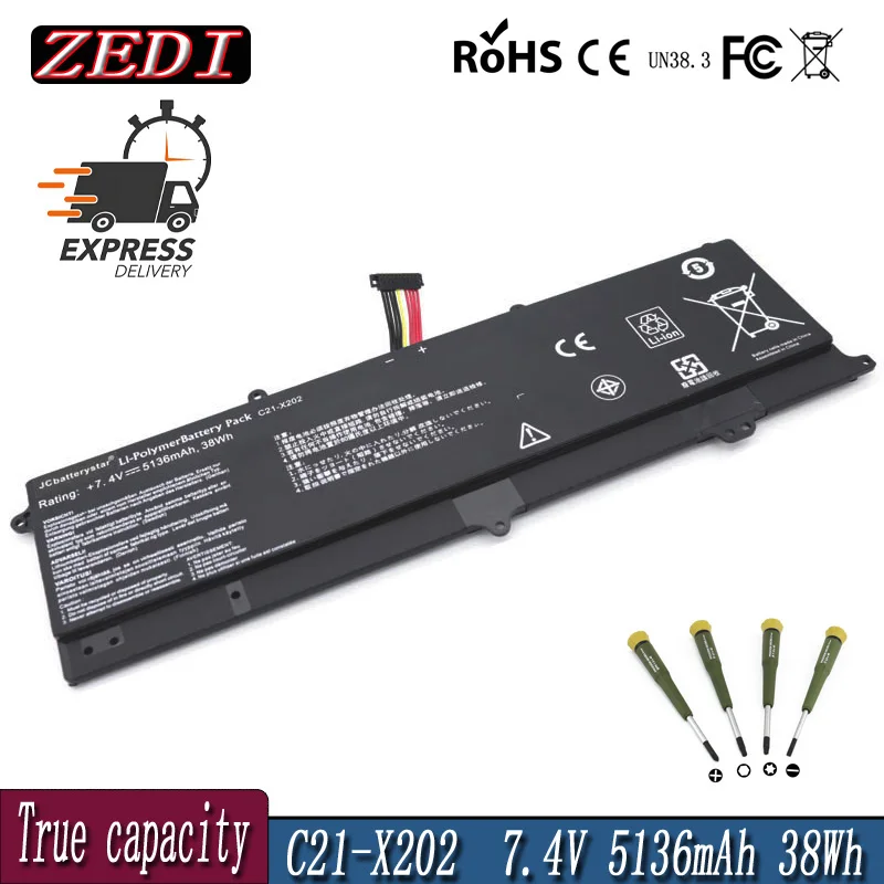 ZEDI 5136mAh C21-X202 Laptop Battery for ASUS VivoBook S200 S200E X201 X201E X202 X202E S200E-CT209H S200E-CT182H S200E-CT1