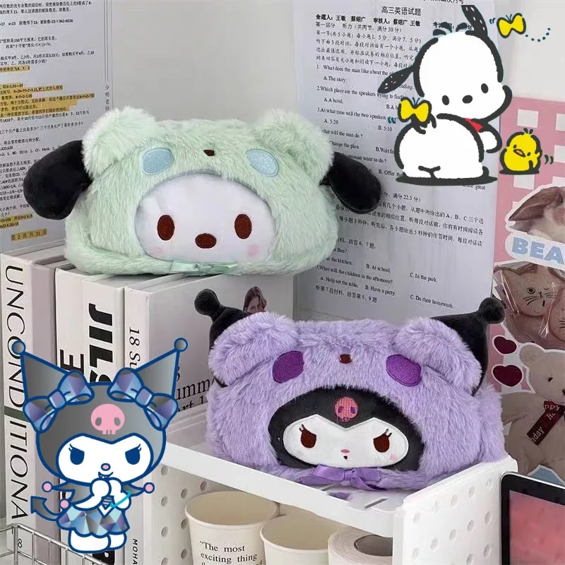 

Sanrio Kuromi Pencil Case Student Large Capacity Stationery School Supplies Pochacco Anime Makeup Bags Girl Pen Box Storage Bag
