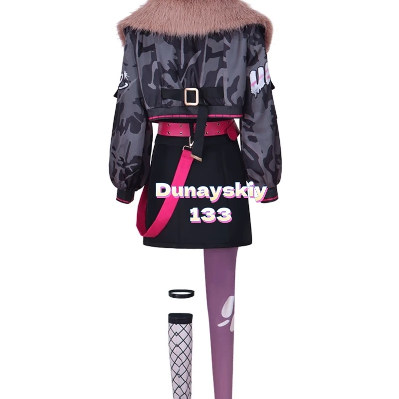 أزياء أنيمي مشروع Sekai الملونة المرحلة الترا C Azusawa Kohane أزياء تنكرية مع معطف أسود فستان شعر مستعار حفلة الهالوين