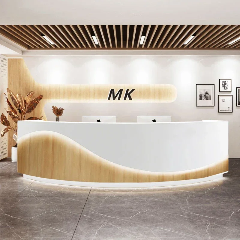 Home Counter Stylish White Reception Desks Illuminated Design Beauty Salon Reception Desks Corner Mostrador Negocio Furniture