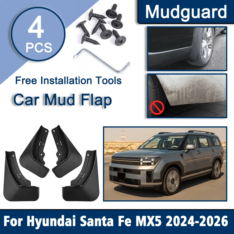 

For Hyundai Santa Fe 2024 Accessories MX5 2025 2026 Car Mudflaps Mud Flaps Front Rear Mudguard Splash Guards Cars Accessories