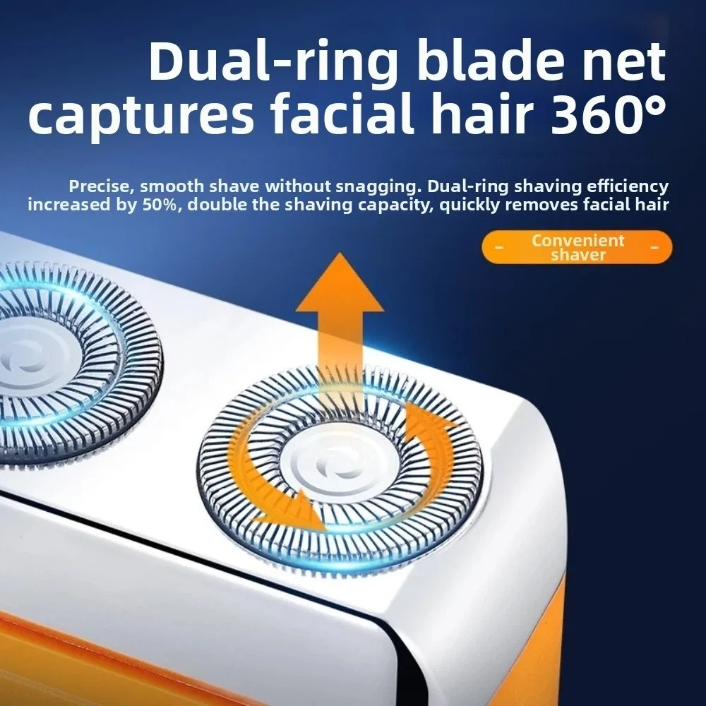 Smart Digital Display Dual Ring Mesh Mini Electric Shaver USB Rechargeable Dry and Wet Use Beard Trimmer Low Noise
