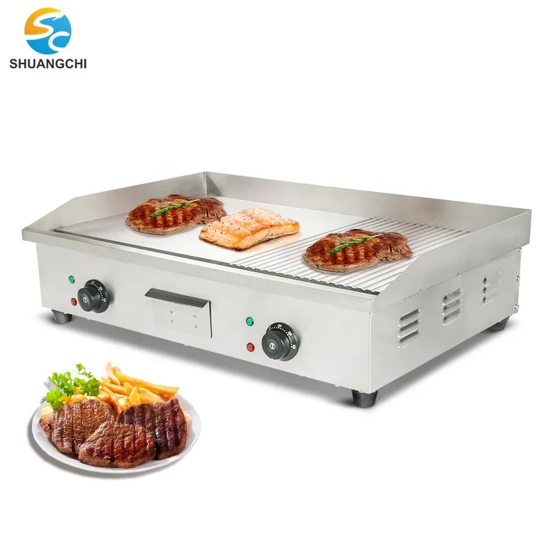 

Whole Flat Electric Griddle Commercial Table Top Griddle Grill Meat Cooking Roaster Desk Top Beef Griddle