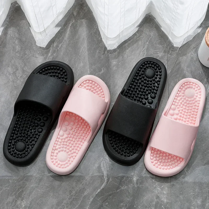 Summer Women\'s Slippers Indoor Casual Massage Flat Flip Flops Bathroom Shower Anti Slip Slides Sandals Shoes