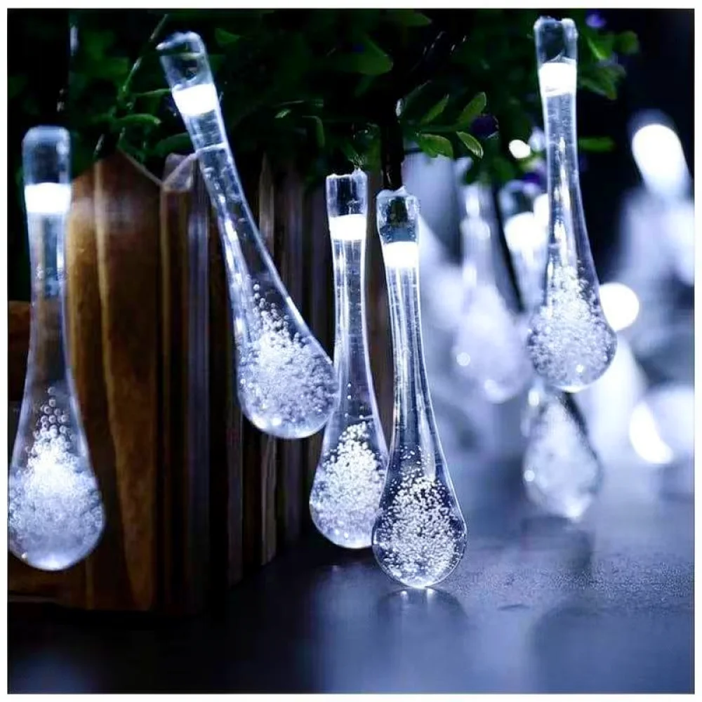 Waterproof Solar Powered LED Bubble Drop String Light Outdoor Garden Lamp Decorative Fairy Light For Patio Home Decoration