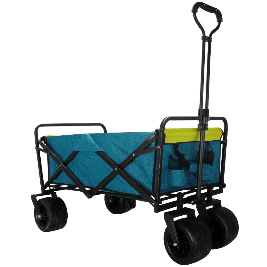 

FedEx pickup only Collapsible Folding Wagon Utility Outdoor Camping Garden Cart with Adjustable Handle (Blue)