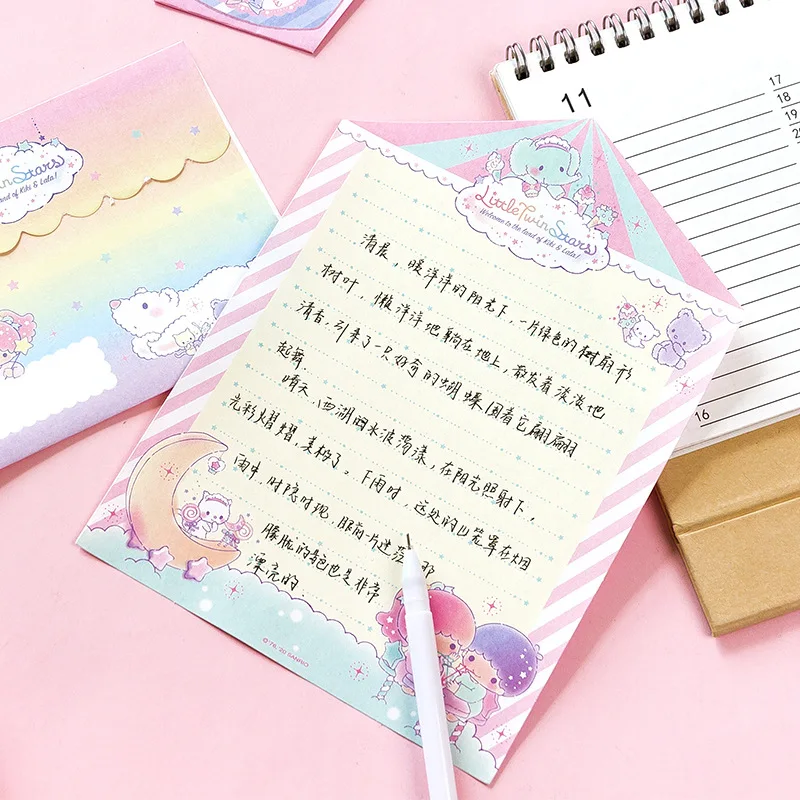 5set/lot Sanrio Kitty Melody Cinnamoroll Envelope Set Cute Festival Message Greeting Card Memo Pad School Supplies Kids Gift