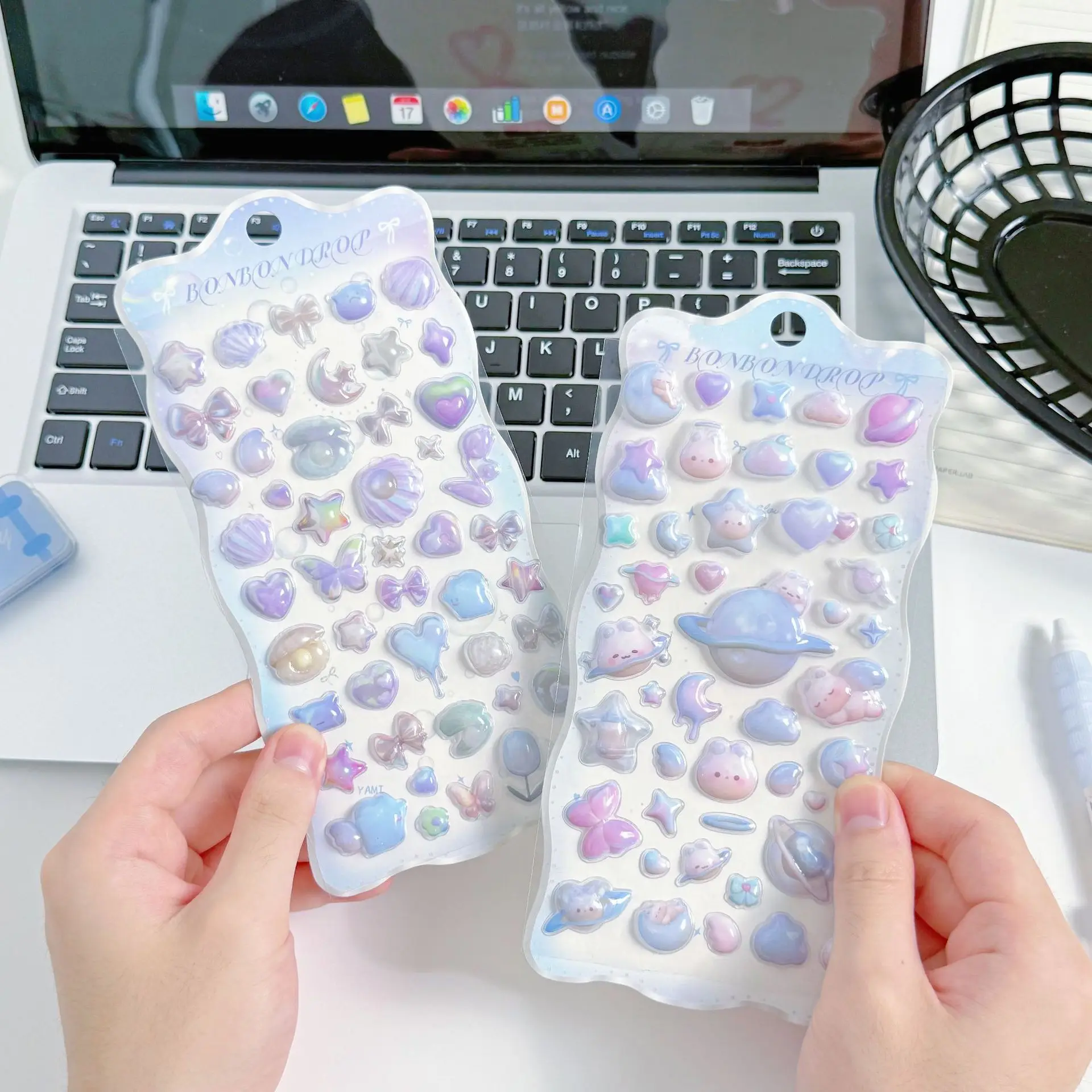 4pcs Kawaii 3D Puffy Gem Stickers Crystal Rhinestone Decals for Girls DIY Crafts Decor