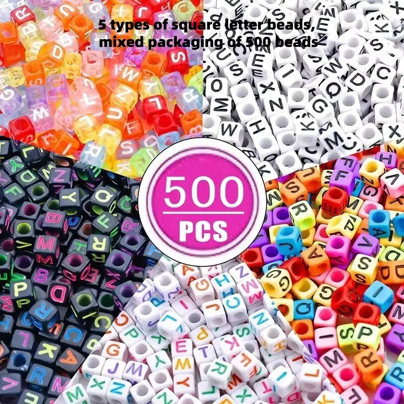 500/300 Stück Acryl-Alphabet-Würfelperlen, verschiedene A-Z-Buchstaben-Abstandsperlen für Armbänder, Halsketten, DIY-Schmuckherstellung, Bastelbedarf