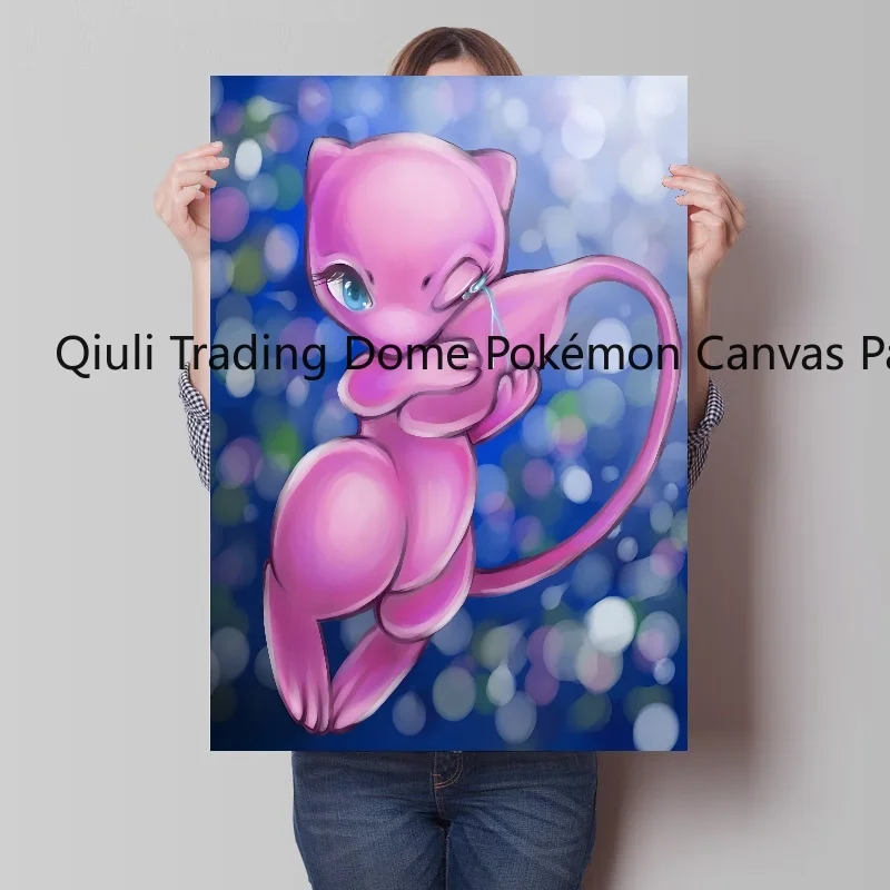 Anime periferiche Pokemon Canvas Artwork Mew pittura adesivi murali regali per la casa moderni Kid Cartoon Character Picture decorativo