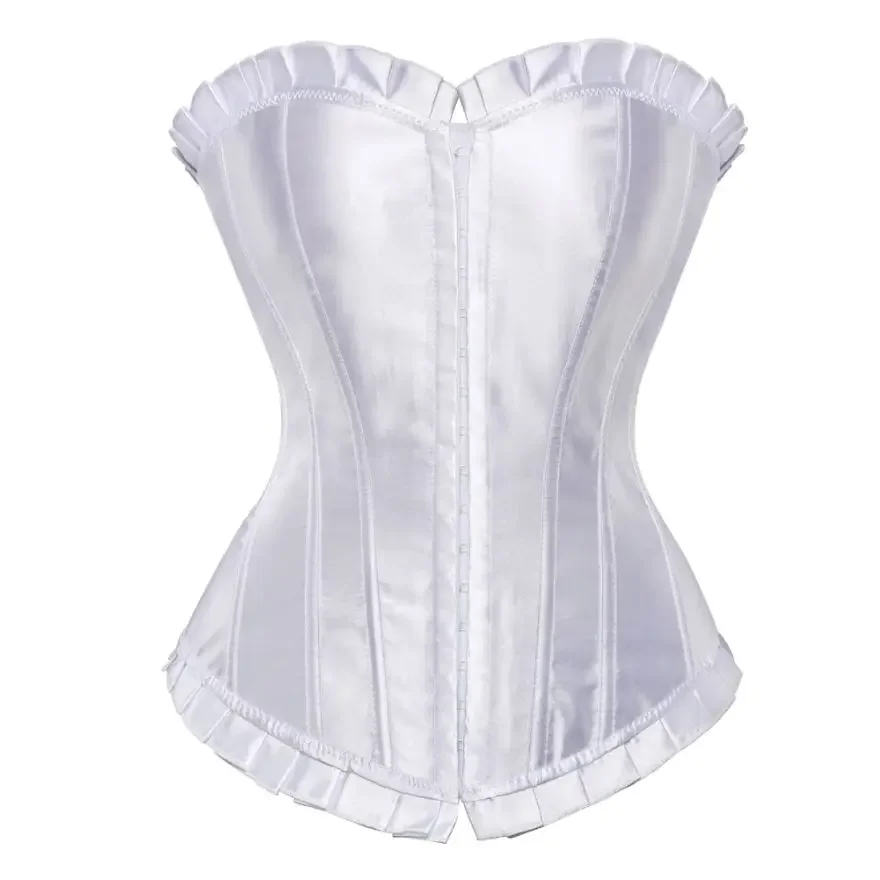 Victorian Corset Top Women Sexy Brocade Lace Up Body Shaper Bridal Overbust Lingerie Solid Burlesque Busier Plus Size