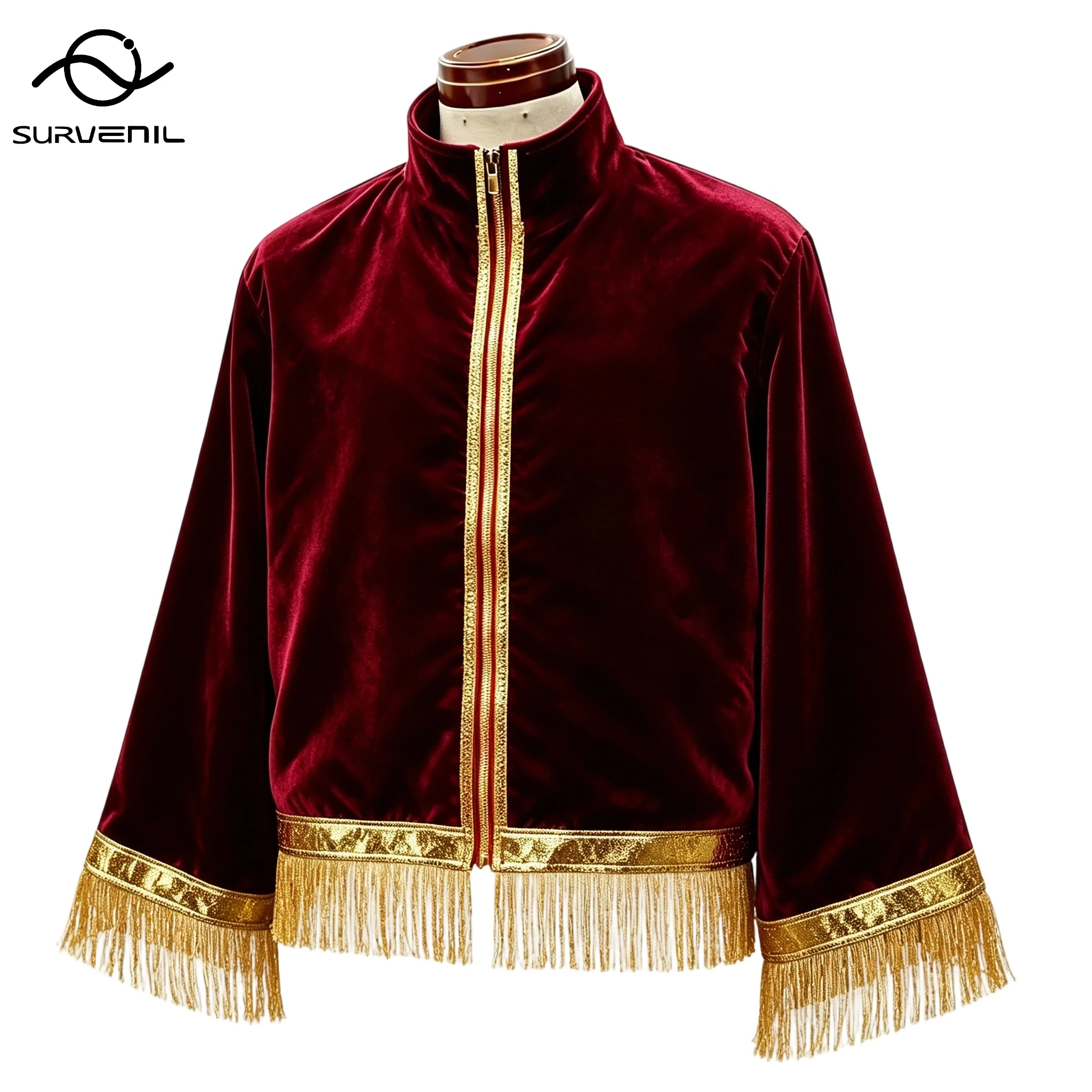 Premium Boxing Entrance Robe with Gold Tassels Custom Logo Full Zip Fighter Jacket for Kickboxing MMA Martial Arts Competition