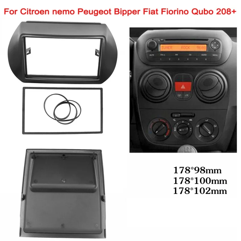 2 Din Radio Fascia per Citroen Nemo Peugeot Bipper Fiat Fiorino Qubo 2008 + navigazione GPS DVD Audio Dash Mount Trim Kit Frame 2d