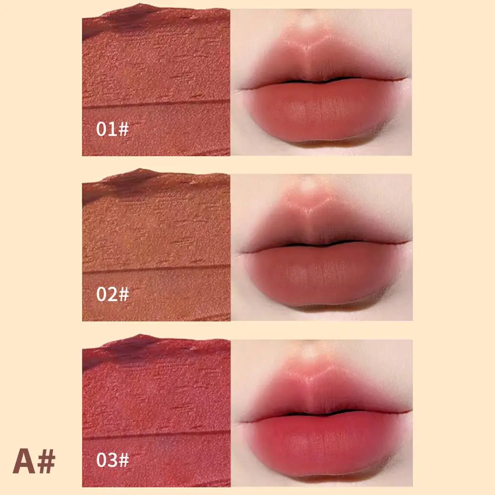3 Teile/satz Weiche Matte Seidige Flüssigkeit Lippenstift Mousse Samt Herbst/Winter Mädchen Lip Schlamm Dunkelrot Braun Lip Tint make-up Kosmetik