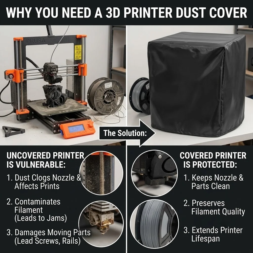 MIRAVEXL 3D Printer Dust Cover with Cleaning Set: Universal Waterproof UV-ProofProtective Guard, Mini Broom and Dustpan Kit