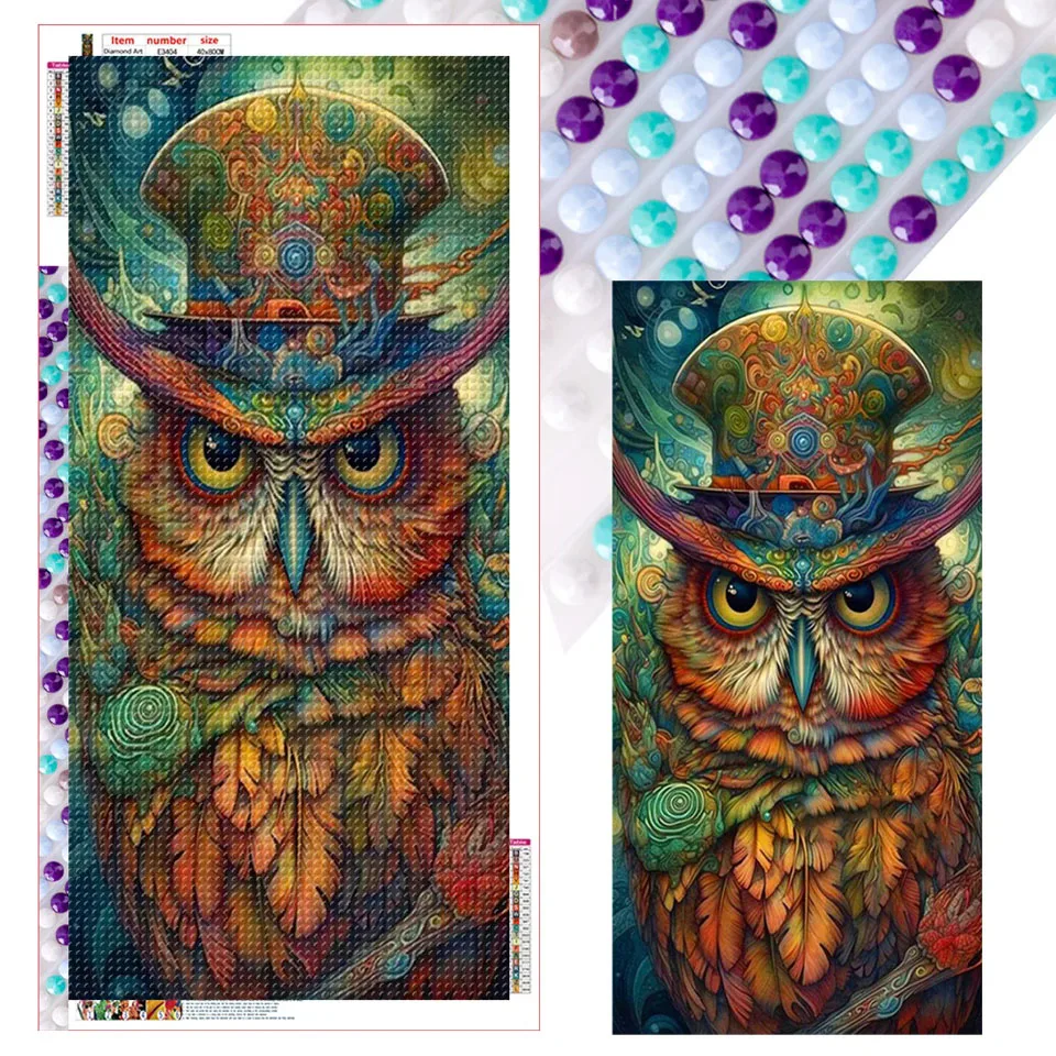 Animals Owl Kit 5D DIY Full Square Round Drill Diamond Paintin Mosaic Diamond Embroidery Hat Owl Home Decor Art Crystal Craft