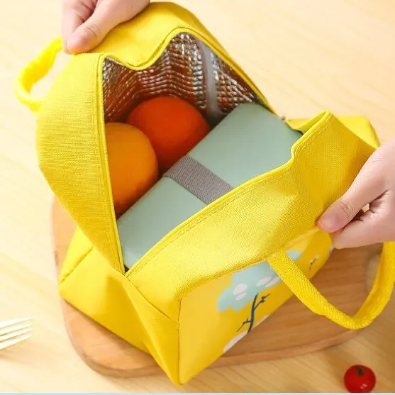 1pc Cartoon Insulated Lunch Box Tote Bag Hand-held Bento Bag Lunch Insulation Bag Aluminum Foil Thickened Lunch Box Bag