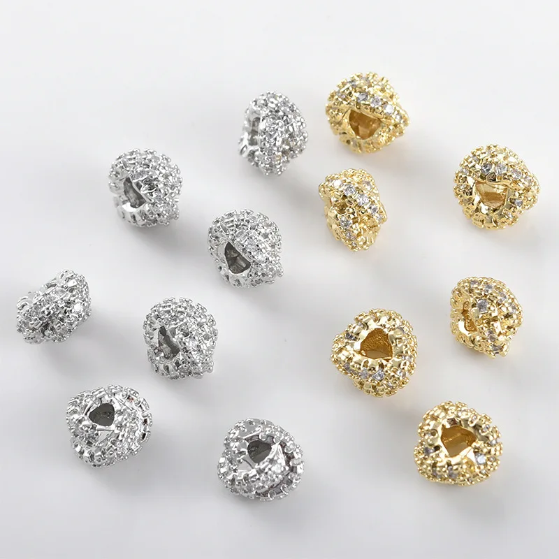 Copper Plated 14k Real Gold Color Retention Zircon Twist Bead Diy Beaded Handmade Bracelet Necklace Accessories Material