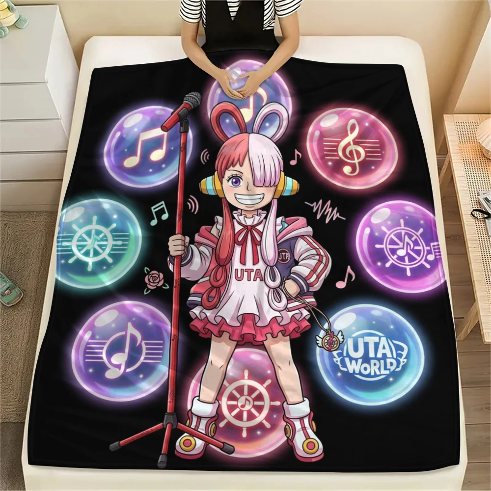 One Piece Poster Flannel Blanket Creative Printed Design Ideal For Bedroom Sofa Bed Chair Travel Picnic -HE52