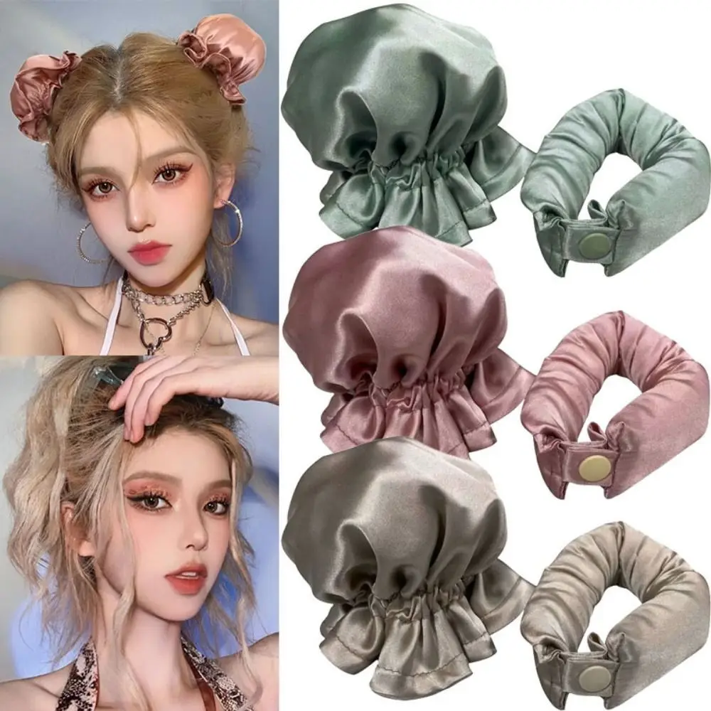 2Pcs/Set DIY Heatless Curling Rod Set Hair Styling Tools Pillow Soft Rollers No Heat Hair Curler Silk Curls Hair Caps